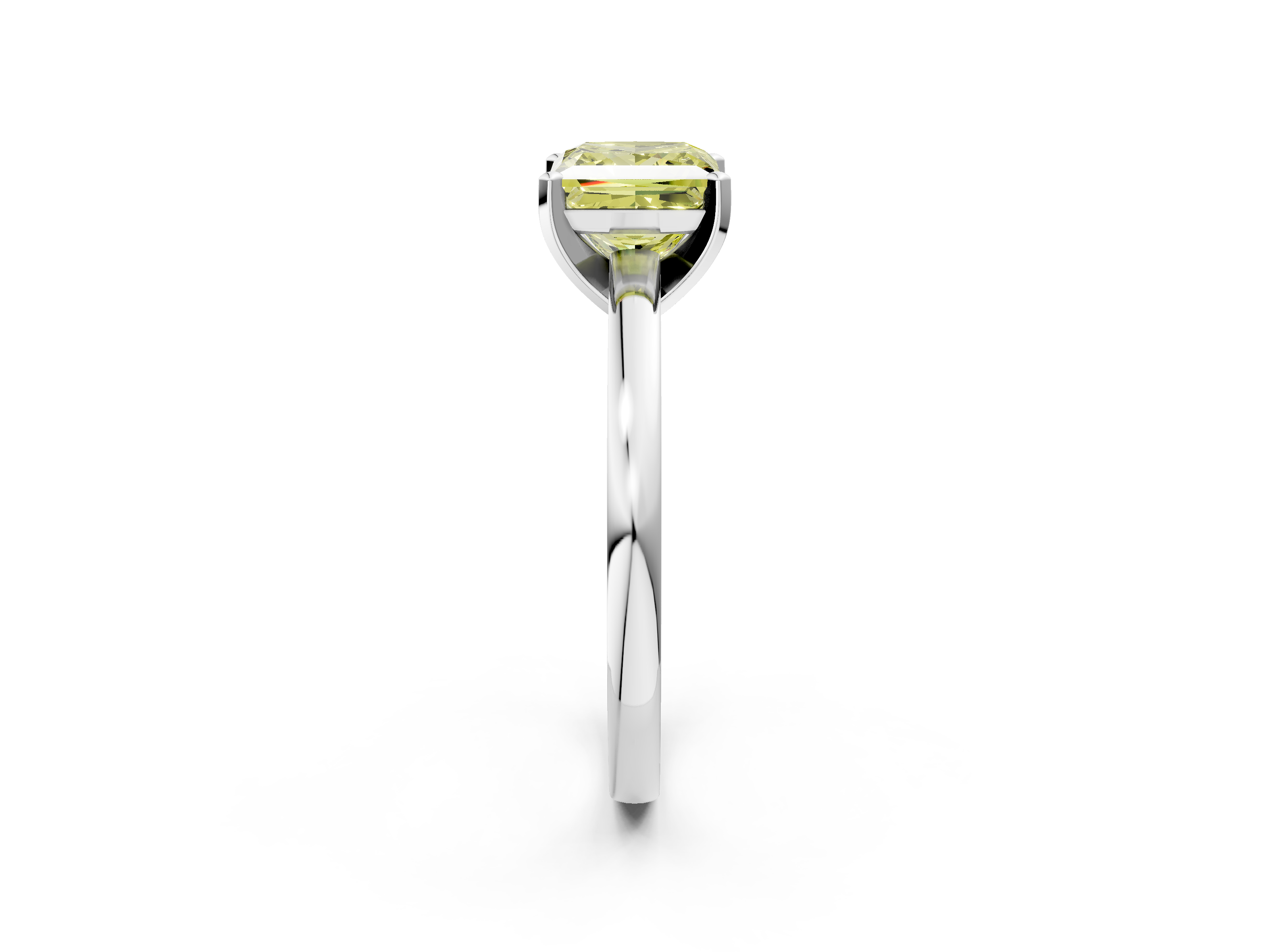 White gold Fancy Yellow Princess  Solitaire Diamond Engagement Ring with Four-Prong Setting on a Classic Band_5