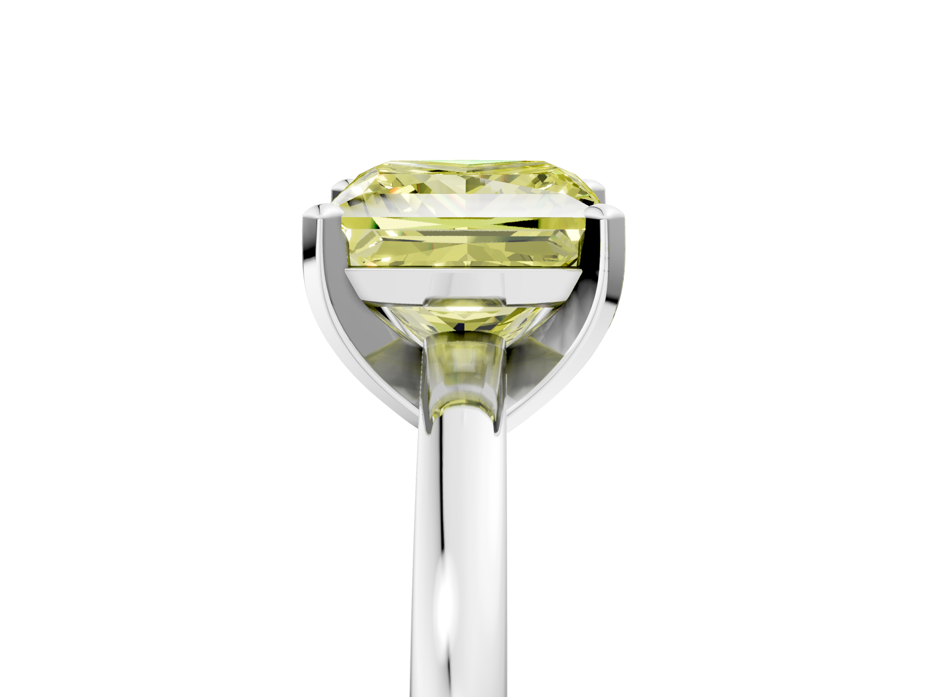 White gold Fancy Yellow Princess  Solitaire Diamond Engagement Ring with Four-Prong Setting on a Classic Band_8