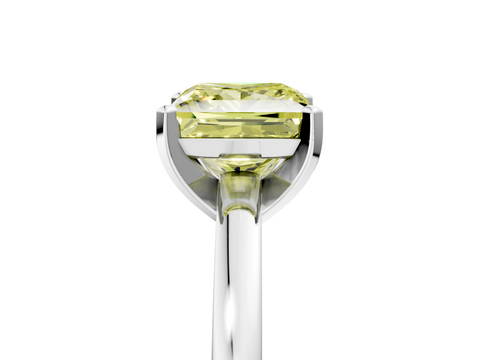 White gold Fancy Yellow Princess  Solitaire Diamond Engagement Ring with Four-Prong Setting on a Classic Band_8