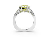White gold Fancy Yellow Princess  Solitaire Diamond Engagement Ring with Pave Band and Four-Prong Setting 3