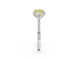 White gold Fancy Yellow Princess  Solitaire Diamond Engagement Ring with Pave Band and Six-Prong Setting_2