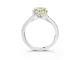 White gold Fancy Yellow Princess  Solitaire Diamond Engagement Ring with Pave Band and Six-Prong Setting_3