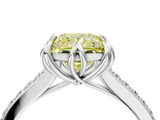 White gold Fancy Yellow Princess  Solitaire Diamond Engagement Ring with Pave Band and Six-Prong Setting_4