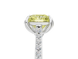 White gold Fancy Yellow Princess  Solitaire Diamond Engagement Ring with Pave Band and Six-Prong Setting_5