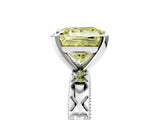 White gold Fancy Yellow Princess  Solitaire Diamond Engagement Ring with XO Engraved Band and Four-Prong Setting 5