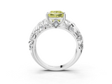 White gold Fancy Yellow Princess  Solitaire Diamond Leaf Vine Band with Prong Setting_3