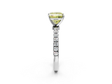 White gold Fancy Yellow Princess  Solitaire Diamond Pavé Band with Four-Prong Setting_2