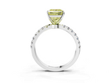 White gold Fancy Yellow Princess  Solitaire Diamond Pavé Band with Four-Prong Setting_3