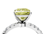White gold Fancy Yellow Princess  Solitaire Diamond Pavé Band with Four-Prong Setting_4