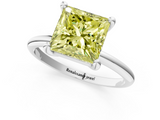White gold Fancy Yellow Princess  Solitaire Diamond Ring with 4-Prong Setting on a Classic Band_4