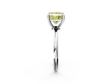 White gold Fancy Yellow Princess  Solitaire Diamond Ring with 4-Prong Setting on a Classic Band_5