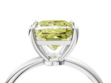 White gold Fancy Yellow Princess  Solitaire Diamond Ring with 4-Prong Setting on a Classic Band_7