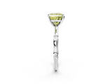 White gold Fancy Yellow Princess  Solitaire Diamond Ring with Bamboo Band and Four-Prong Setting_2