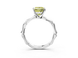 White gold Fancy Yellow Princess  Solitaire Diamond Ring with Bamboo Band and Four-Prong Setting_3