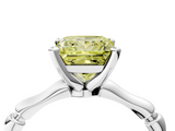 White gold Fancy Yellow Princess  Solitaire Diamond Ring with Bamboo Band and Four-Prong Setting_4