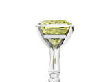 White gold Fancy Yellow Princess  Solitaire Diamond Ring with Bamboo Band and Four-Prong Setting_5