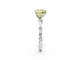 White gold Fancy Yellow Princess  Solitaire Diamond Ring with Bezel Set Side Stones and Prong Setting_2