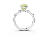 White gold Fancy Yellow Princess  Solitaire Diamond Ring with Bezel Set Side Stones and Prong Setting_3