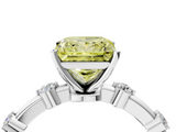 White gold Fancy Yellow Princess  Solitaire Diamond Ring with Bezel Set Side Stones and Prong Setting_4