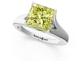 White gold Fancy Yellow Princess  Solitaire Diamond Ring with Cathedral Band and Four-Prong Setting_35