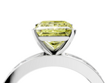 White gold Fancy Yellow Princess  Solitaire Diamond Ring with Channel-Set Baguette Band and Four-Prong Setting_4
