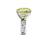 White gold Fancy Yellow Princess  Solitaire Diamond Ring with Channel-Set Baguette Band and Four-Prong Setting_5