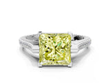 White gold Fancy Yellow Princess  Solitaire Diamond Ring with Channel Set Band and Bezel Prong Setting_56