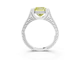 White gold Fancy Yellow Princess  Solitaire Diamond Ring with Channel Set Band and Bezel Prong Setting_59