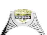 White gold Fancy Yellow Princess  Solitaire Diamond Ring with Channel Set Band and Bezel Prong Setting_60