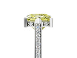 White gold Fancy Yellow Princess  Solitaire Diamond Ring with Channel Set Band and Bezel Prong Setting_61