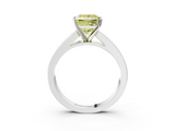 White gold Fancy Yellow Princess  Solitaire Diamond Ring with Channel-Set Band and Four-Prong Setting_6