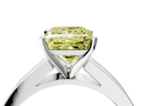 White gold Fancy Yellow Princess  Solitaire Diamond Ring with Channel-Set Band and Four-Prong Setting_7