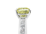 White gold Fancy Yellow Princess  Solitaire Diamond Ring with Channel-Set Band and Four-Prong Setting_8