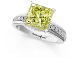 White gold Fancy Yellow Princess  Solitaire Diamond Ring with Channel Set Band and Six-Prong Setting_48