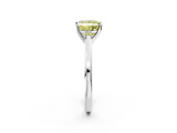 White gold Fancy Yellow Princess  Solitaire Diamond Ring with Four-Prong Setting and Classic Band_5
