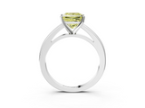 White gold Fancy Yellow Princess  Solitaire Diamond Ring with Four-Prong Setting and Classic Band_6