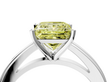 White gold Fancy Yellow Princess  Solitaire Diamond Ring with Four-Prong Setting and Classic Band_7