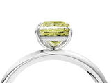 White gold Fancy Yellow Princess  Solitaire Diamond Ring with Four-Prong Setting on a Plain Band_36
