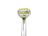 White gold Fancy Yellow Princess  Solitaire Diamond Ring with Four-Prong Setting on a Plain Band_37