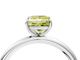 White gold Fancy Yellow Princess  Solitaire Diamond Ring with Four-Prong Setting on a Plain Band_44