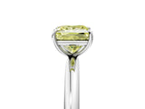 White gold Fancy Yellow Princess  Solitaire Diamond Ring with Four-Prong Setting on a Plain Band_49