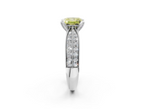 White gold Fancy Yellow Princess  Solitaire Diamond Ring with Milgrain Pavé Band and Four-Prong Setting_22