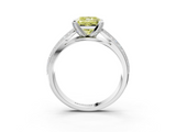 White gold Fancy Yellow Princess  Solitaire Diamond Ring with Milgrain Pavé Band and Four-Prong Setting_23