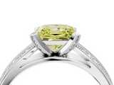 White gold Fancy Yellow Princess  Solitaire Diamond Ring with Milgrain Pavé Band and Four-Prong Setting_24