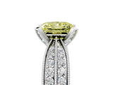 White gold Fancy Yellow Princess  Solitaire Diamond Ring with Milgrain Pavé Band and Four-Prong Setting_25