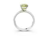 White gold Fancy Yellow Princess  Solitaire Diamond Ring with Milgrain and Black Enamel X Pattern Band_32