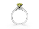 White gold Fancy Yellow Princess  Solitaire Diamond Ring with Pavé Band and Four-Prong Setting_3