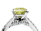 White gold Fancy Yellow Princess  Solitaire Diamond Ring with Pavé Band and Four-Prong Setting_4