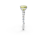 White gold Fancy Yellow Princess  Solitaire Diamond Ring with Pave Band and Four-Prong Setting_2