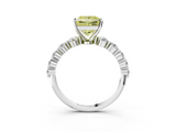 White gold Fancy Yellow Princess  Solitaire Diamond Ring with Pave Band and Four-Prong Setting_3